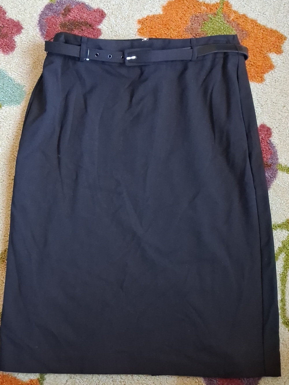 JM Collection Black Pencil Skirt with Slim Belt